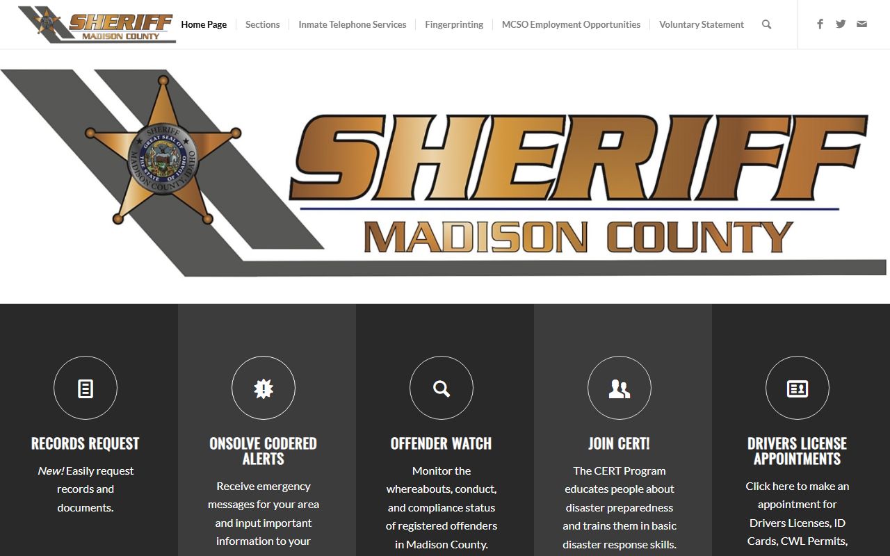 Madison County jail mugshots sheriff records request source page